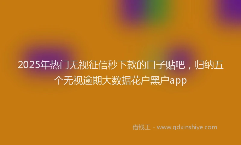 2025年热门无视征信秒下款的口子贴吧，归纳五个无视逾期大数据花户黑户app