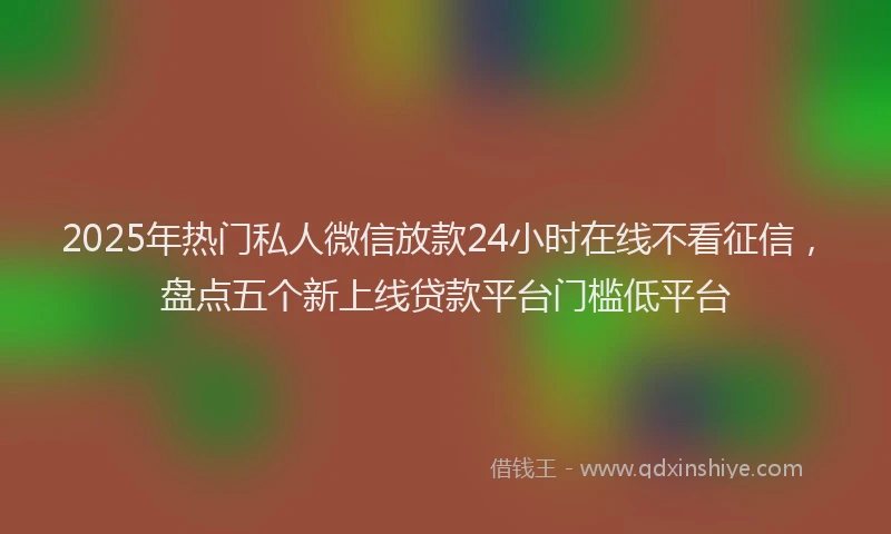 2025年热门私人微信放款24小时在线不看征信，盘点五个新上线贷款平台门槛低平台