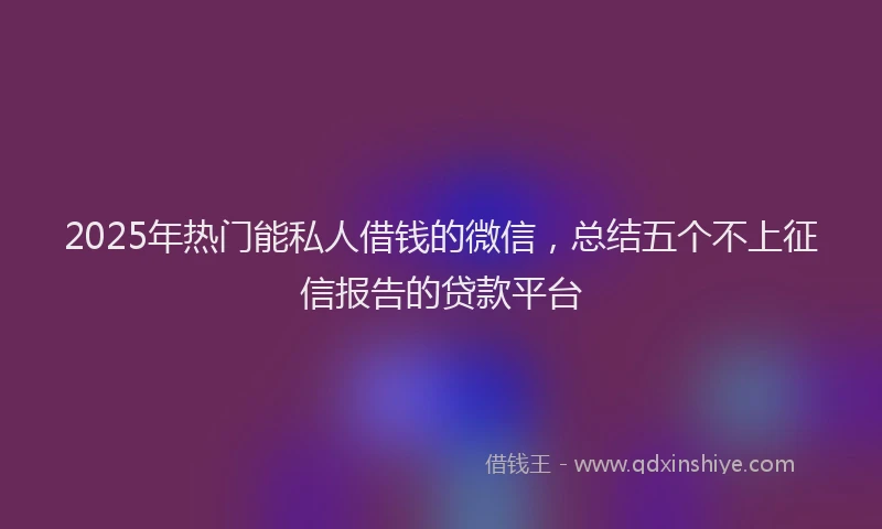 2025年热门能私人借钱的微信，总结五个不上征信报告的贷款平台