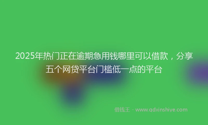 2025年热门正在逾期急用钱哪里可以借款，分享五个网贷平台门槛低一点的平台