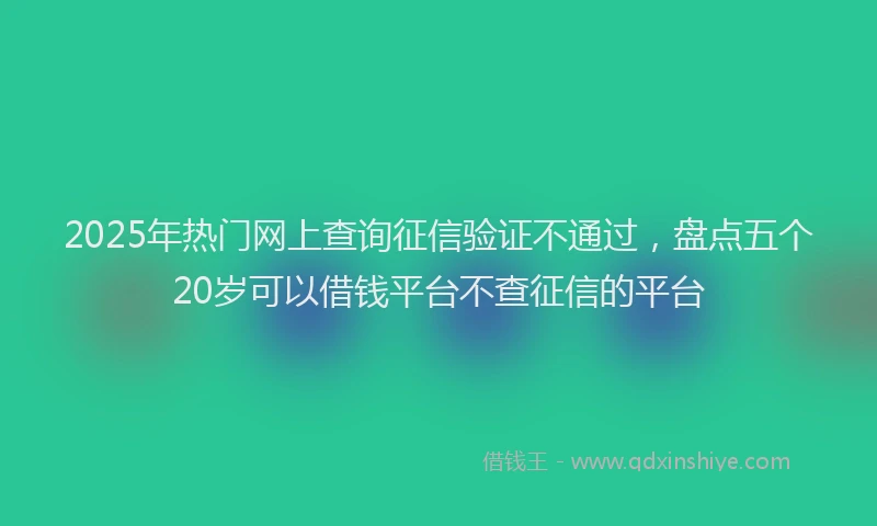 2025年热门网上查询征信验证不通过，盘点五个20岁可以借钱平台不查征信的平台