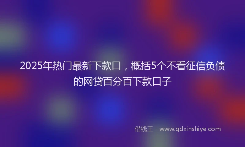 2025年热门最新下款口，概括5个不看征信负债的网贷百分百下款口子