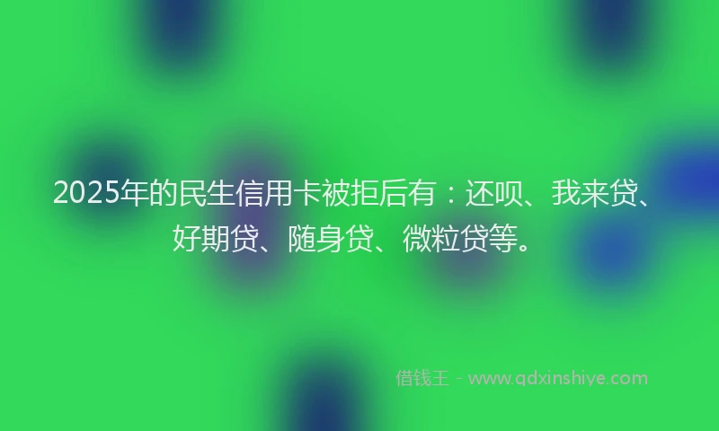 2025年的民生信用卡被拒后有：还呗、我来贷、好期贷、随身贷、微粒贷等。