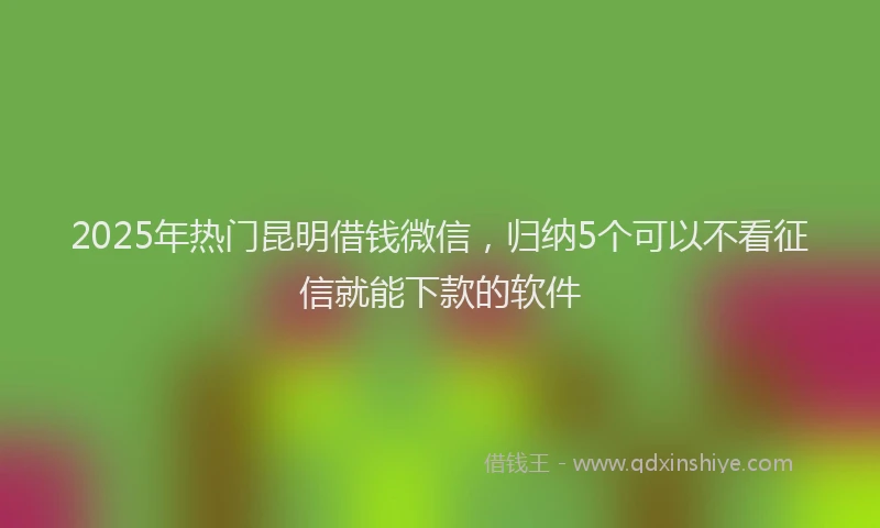 2025年热门昆明借钱微信，归纳5个可以不看征信就能下款的软件