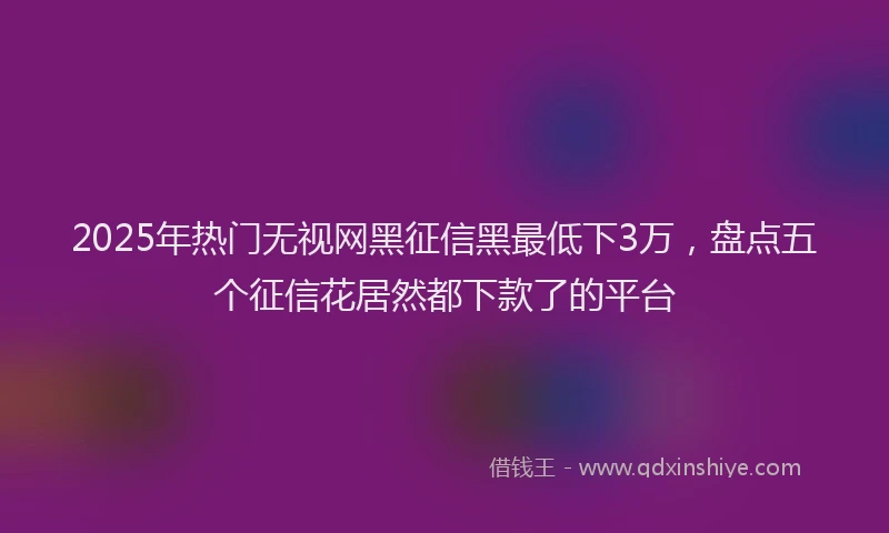 2025年热门无视网黑征信黑最低下3万，盘点五个征信花居然都下款了的平台