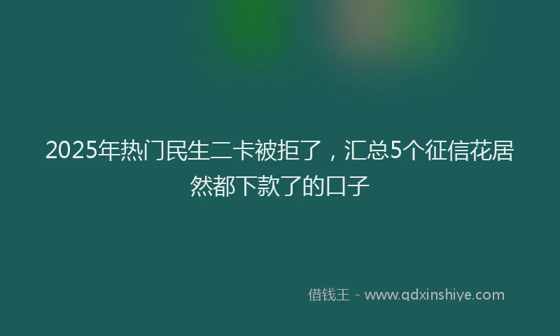 2025年热门民生二卡被拒了，汇总5个征信花居然都下款了的口子
