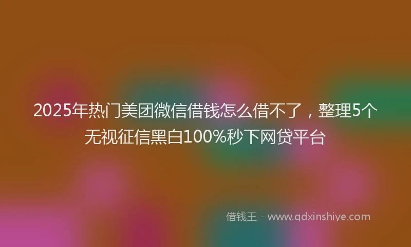 2025年热门美团微信借钱怎么借不了，整理5个无视征信黑白100%秒下网贷平台