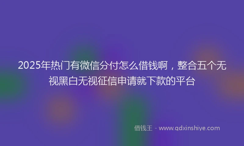 2025年热门有微信分付怎么借钱啊，整合五个无视黑白无视征信申请就下款的平台
