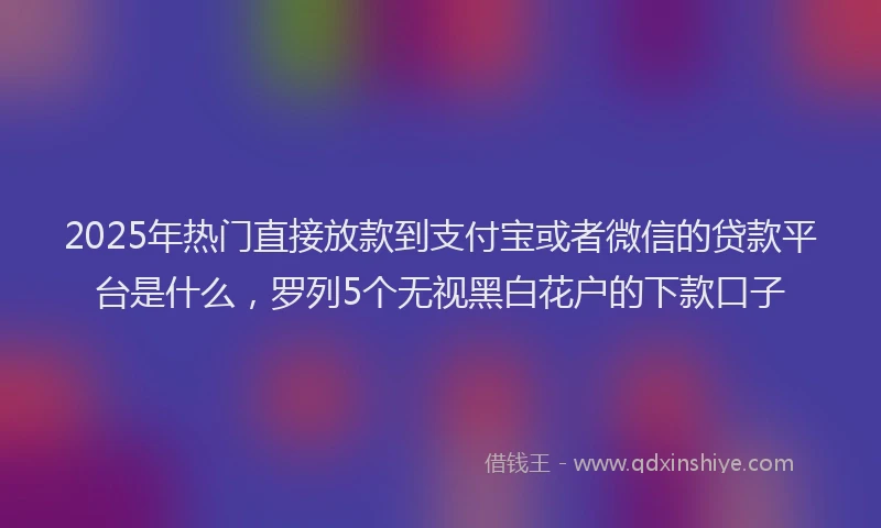 2025年热门直接放款到支付宝或者微信的贷款平台是什么，罗列5个无视黑白花户的下款口子