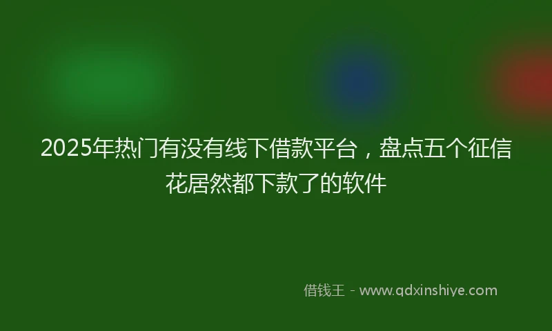 2025年热门有没有线下借款平台，盘点五个征信花居然都下款了的软件
