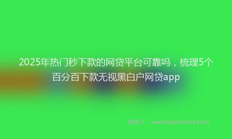 2025年热门秒下款的网贷平台可靠吗，梳理5个百分百下款无视黑白户网贷app