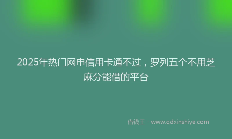 2025年热门网申信用卡通不过，罗列五个不用芝麻分能借的平台