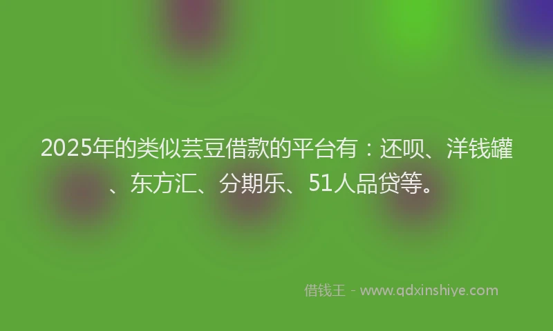 2025年的类似芸豆借款的平台有：还呗、洋钱罐、东方汇、分期乐、51人品贷等。