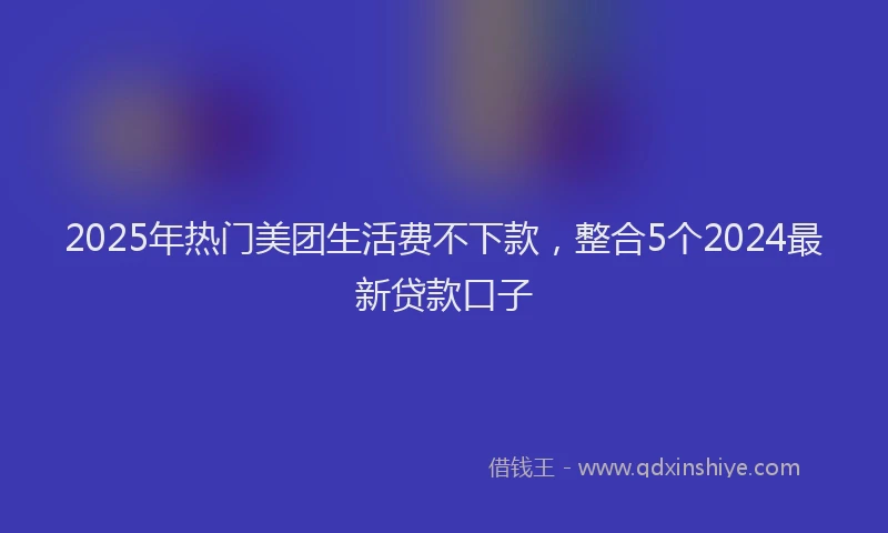 2025年热门美团生活费不下款，整合5个2024最新贷款口子