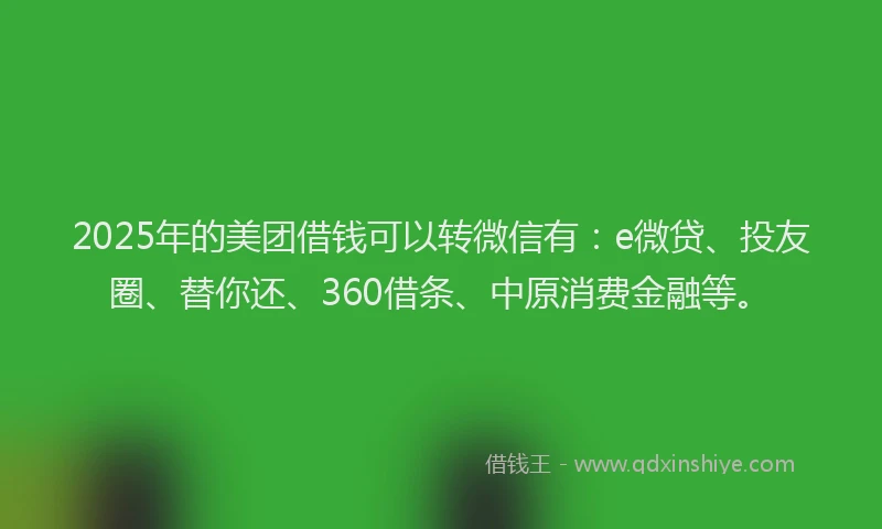 2025年的美团借钱可以转微信有：e微贷、投友圈、替你还、360借条、中原消费金融等。