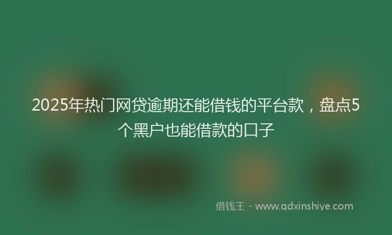 2025年热门网贷逾期还能借钱的平台款，盘点5个黑户也能借款的口子