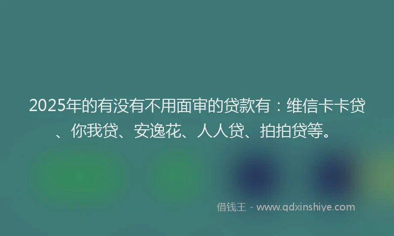 2025年的有没有不用面审的贷款有：维信卡卡贷、你我贷、安逸花、人人贷、拍拍贷等。