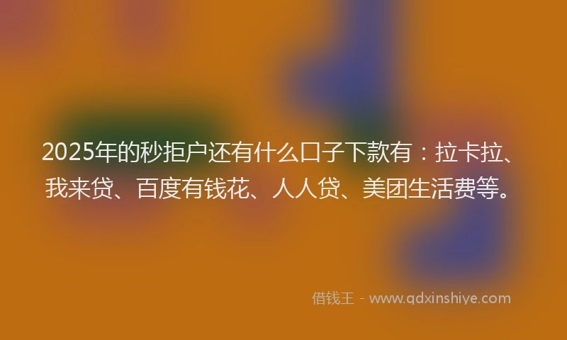 2025年的秒拒户还有什么口子下款有：拉卡拉、我来贷、百度有钱花、人人贷、美团生活费等。