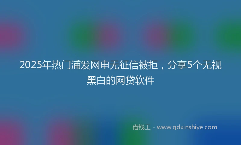 2025年热门浦发网申无征信被拒，分享5个无视黑白的网贷软件