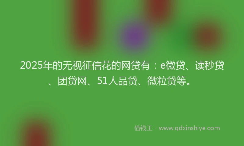 2025年的无视征信花的网贷有：e微贷、读秒贷、团贷网、51人品贷、微粒贷等。