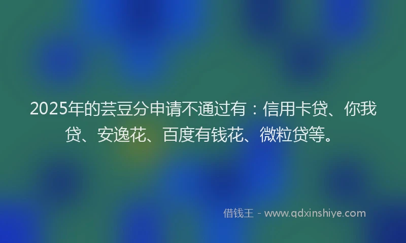 2025年的芸豆分申请不通过有：信用卡贷、你我贷、安逸花、百度有钱花、微粒贷等。