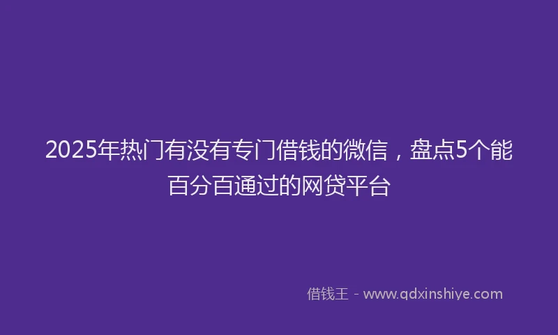2025年热门有没有专门借钱的微信，盘点5个能百分百通过的网贷平台
