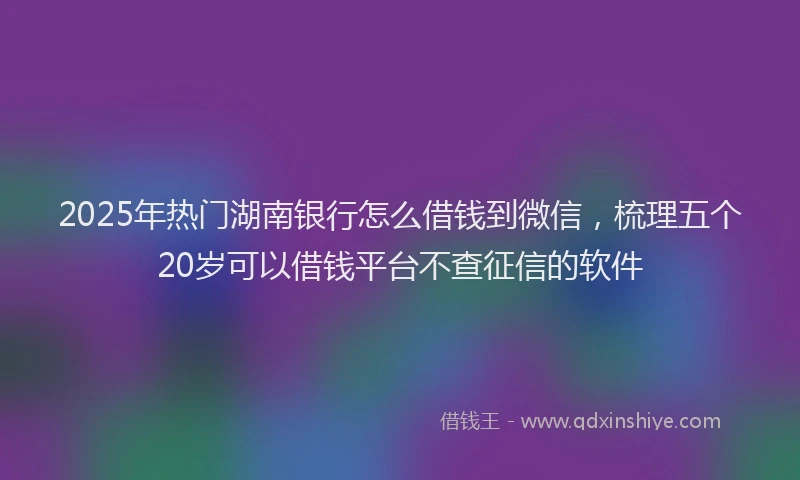 2025年热门湖南银行怎么借钱到微信，梳理五个20岁可以借钱平台不查征信的软件