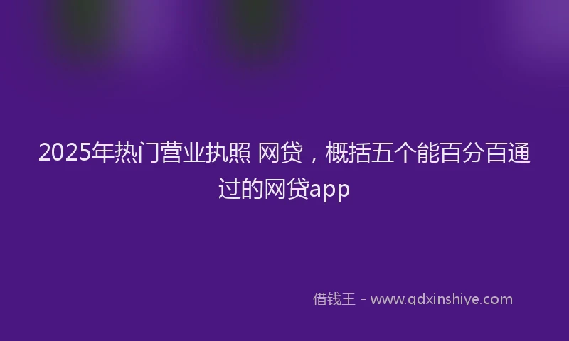 2025年热门营业执照 网贷，概括五个能百分百通过的网贷app