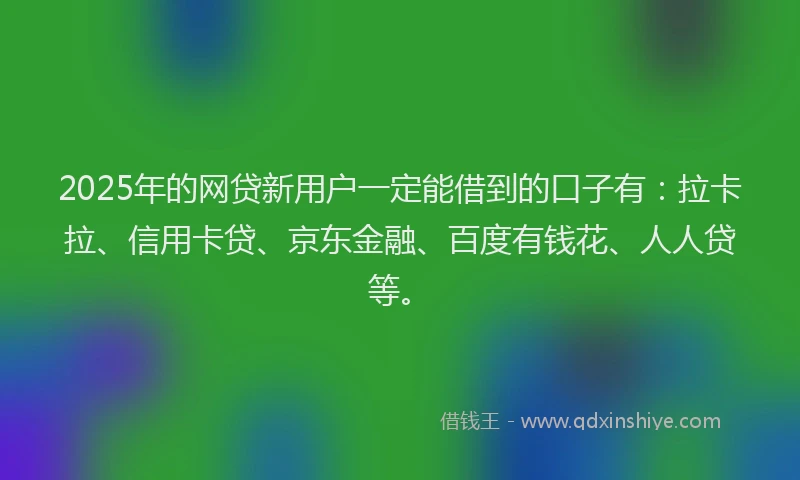 2025年的网贷新用户一定能借到的口子有：拉卡拉、信用卡贷、京东金融、百度有钱花、人人贷等。