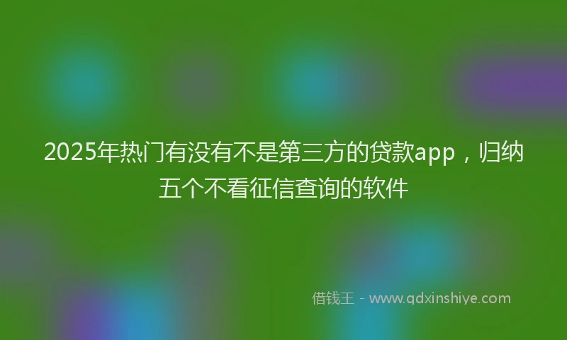 2025年热门有没有不是第三方的贷款app，归纳五个不看征信查询的软件