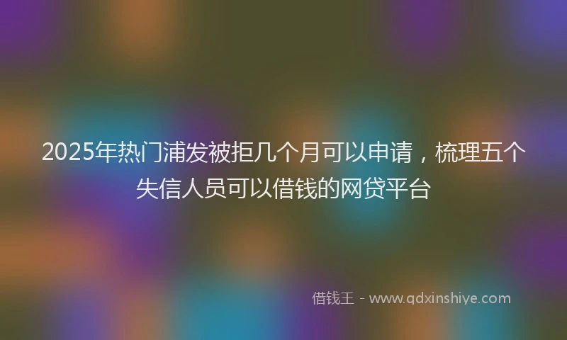 2025年热门浦发被拒几个月可以申请，梳理五个失信人员可以借钱的网贷平台