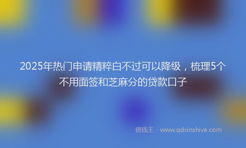2025年热门申请精粹白不过可以降级，梳理5个不用面签和芝麻分的贷款口子