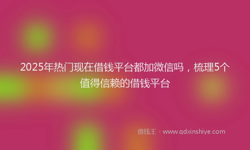 2025年热门现在借钱平台都加微信吗，梳理5个值得信赖的借钱平台