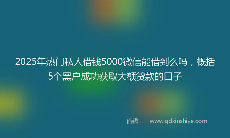 2025年热门私人借钱5000微信能借到么吗，概括5个黑户成功获取大额贷款的口子