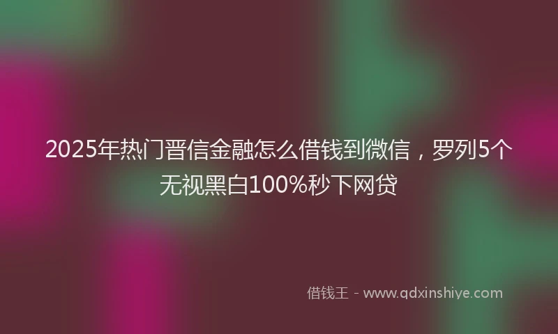 2025年热门晋信金融怎么借钱到微信，罗列5个无视黑白100%秒下网贷