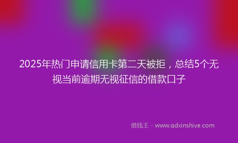 2025年热门申请信用卡第二天被拒，总结5个无视当前逾期无视征信的借款口子