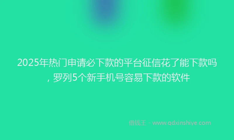 2025年热门申请必下款的平台征信花了能下款吗，罗列5个新手机号容易下款的软件