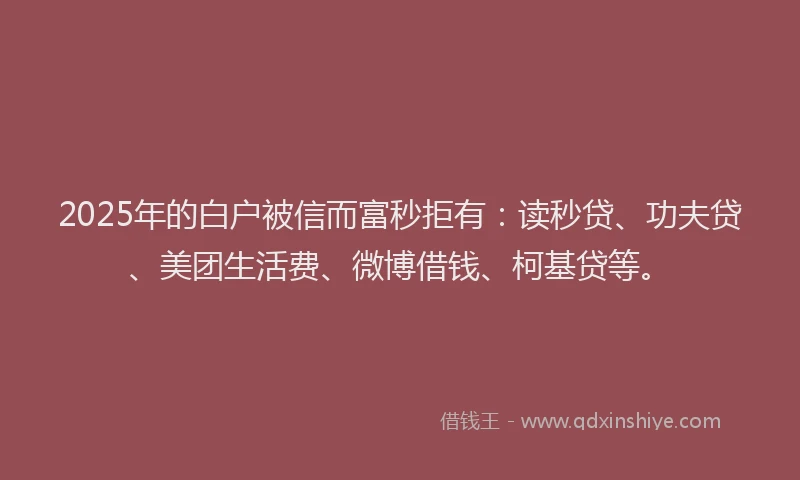 2025年的白户被信而富秒拒有：读秒贷、功夫贷、美团生活费、微博借钱、柯基贷等。