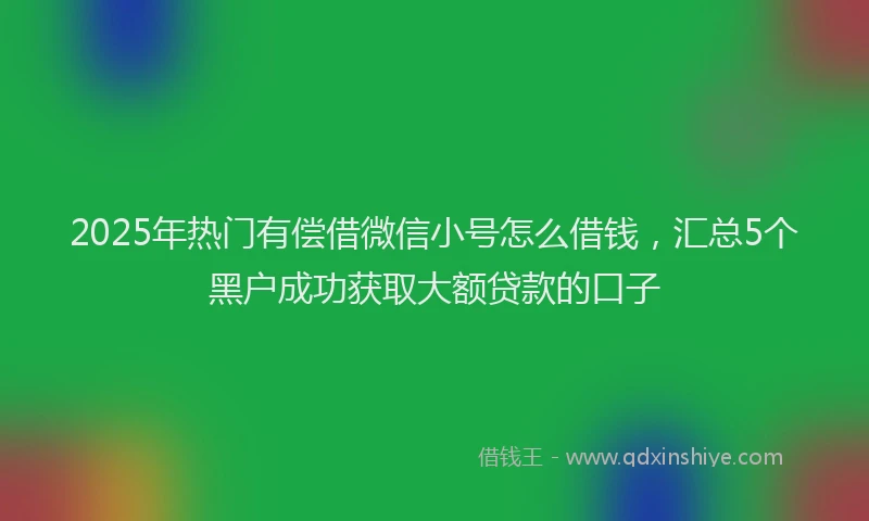 2025年热门有偿借微信小号怎么借钱，汇总5个黑户成功获取大额贷款的口子