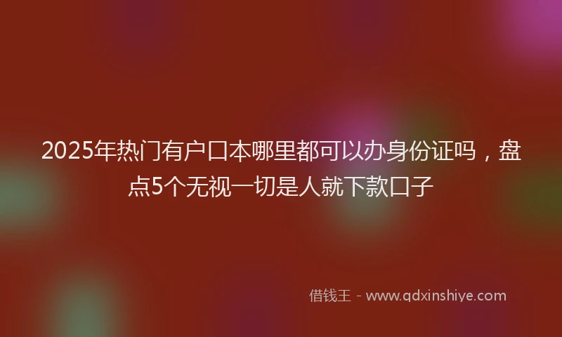2025年热门有户口本哪里都可以办身份证吗，盘点5个无视一切是人就下款口子
