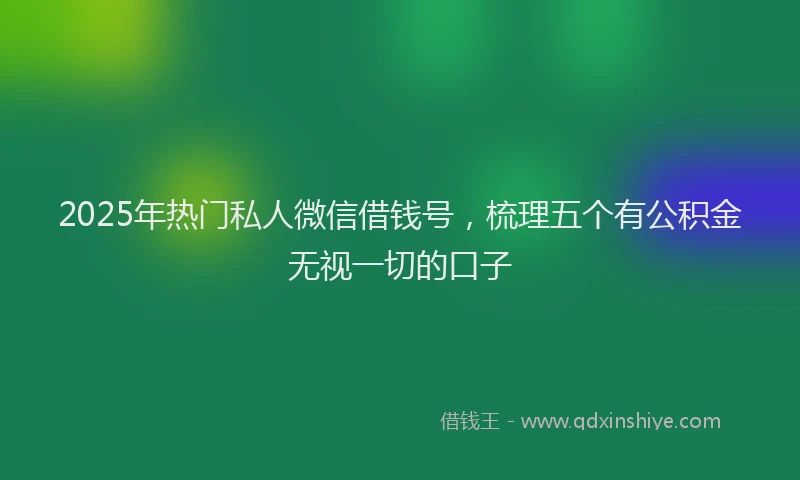 2025年热门私人微信借钱号，梳理五个有公积金无视一切的口子