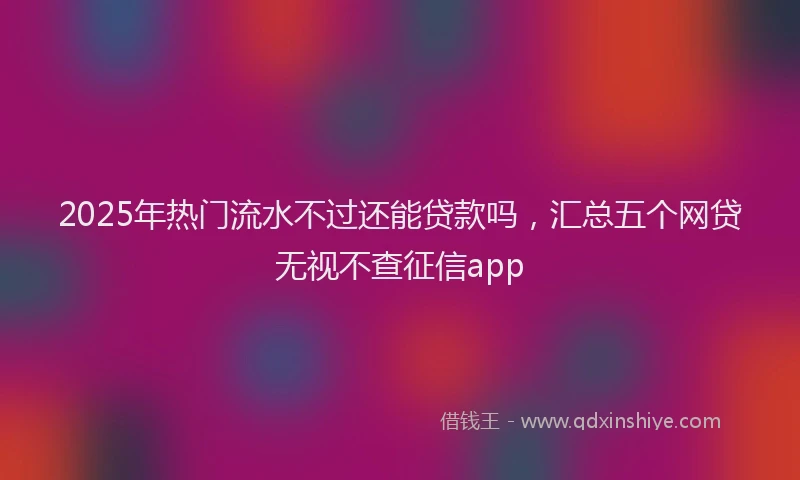 2025年热门流水不过还能贷款吗，汇总五个网贷无视不查征信app