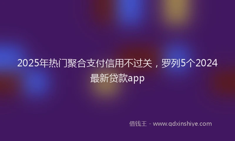 2025年热门聚合支付信用不过关，罗列5个2024最新贷款app