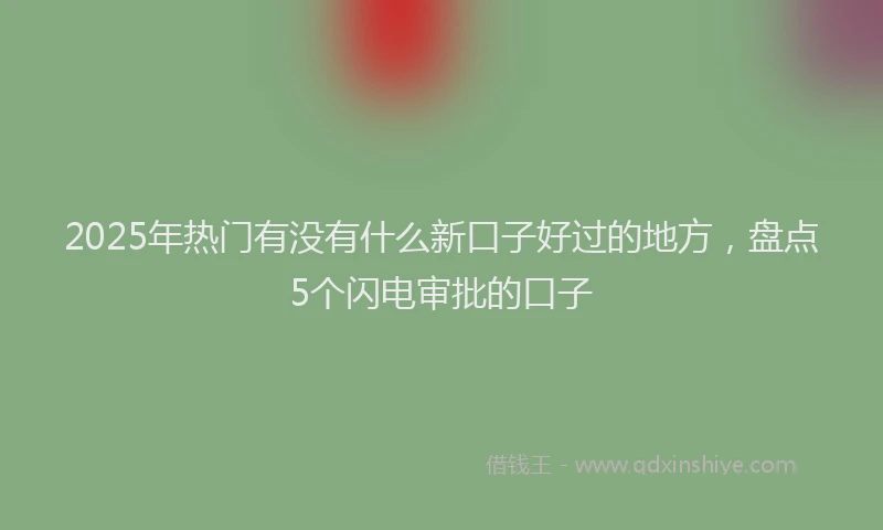 2025年热门有没有什么新口子好过的地方，盘点5个闪电审批的口子