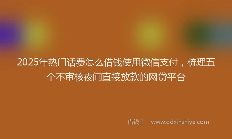 2025年热门话费怎么借钱使用微信支付，梳理五个不审核夜间直接放款的网贷平台