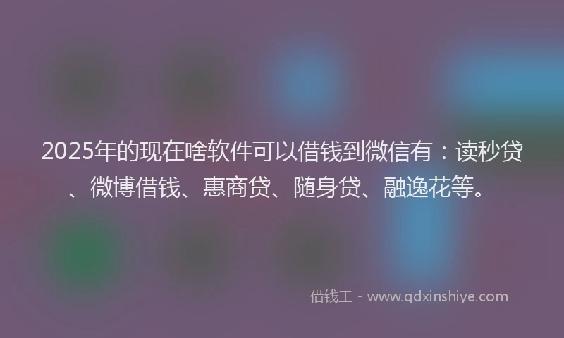 2025年的现在啥软件可以借钱到微信有：读秒贷、微博借钱、惠商贷、随身贷、融逸花等。