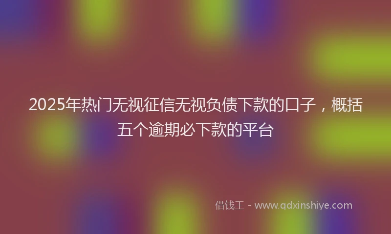 2025年热门无视征信无视负债下款的口子，概括五个逾期必下款的平台