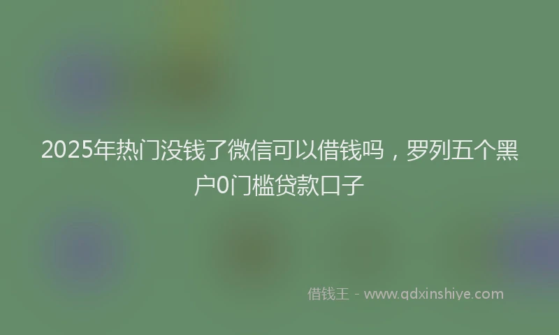 2025年热门没钱了微信可以借钱吗，罗列五个黑户0门槛贷款口子