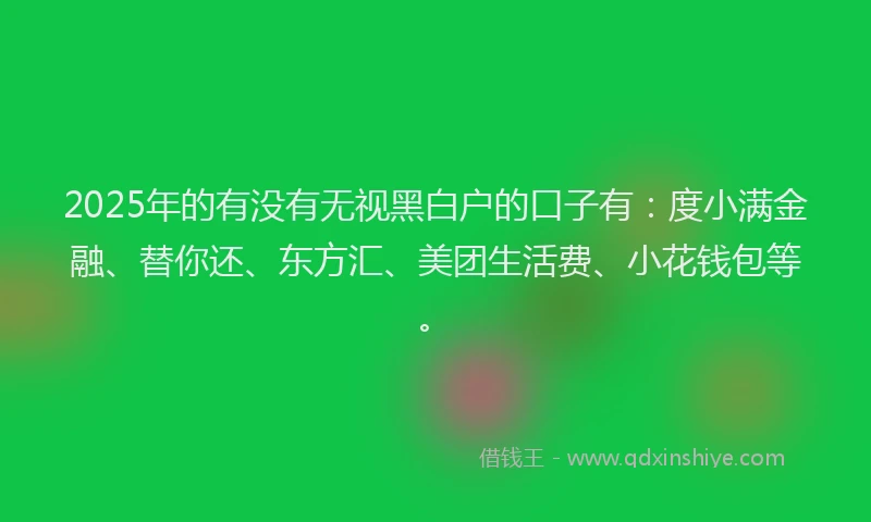 2025年的有没有无视黑白户的口子有：度小满金融、替你还、东方汇、美团生活费、小花钱包等。