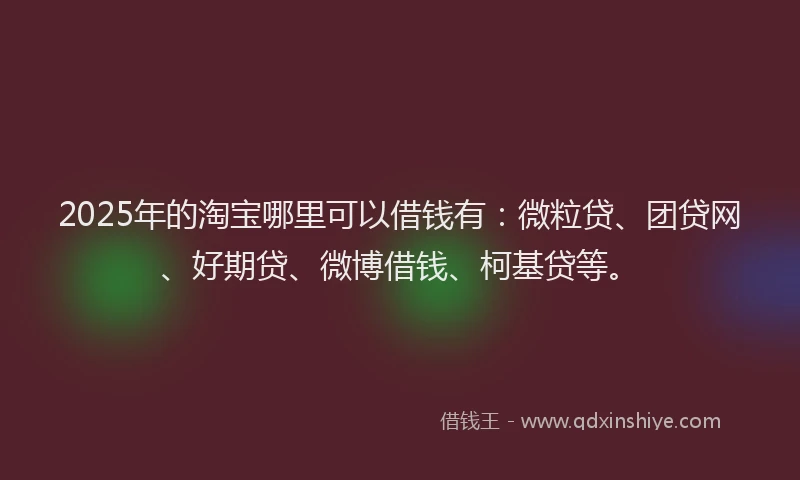 2025年的淘宝哪里可以借钱有：微粒贷、团贷网、好期贷、微博借钱、柯基贷等。